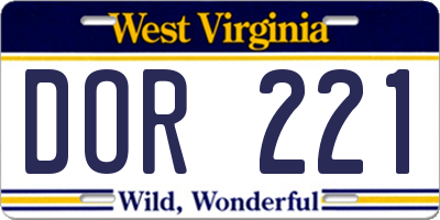 WV license plate DOR221