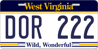 WV license plate DOR222