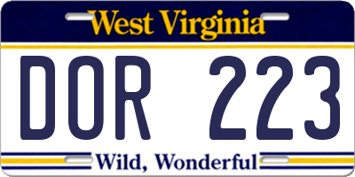WV license plate DOR223