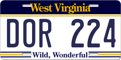 WV license plate DOR224