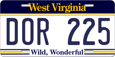 WV license plate DOR225