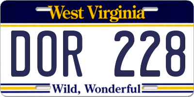 WV license plate DOR228