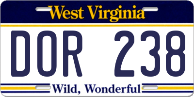 WV license plate DOR238