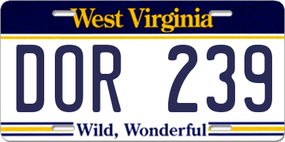 WV license plate DOR239