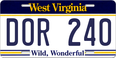 WV license plate DOR240