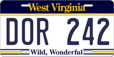 WV license plate DOR242