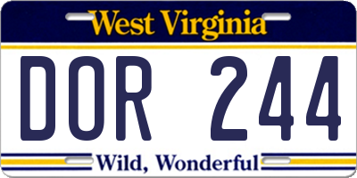 WV license plate DOR244
