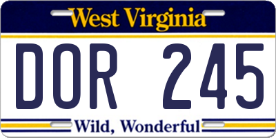 WV license plate DOR245