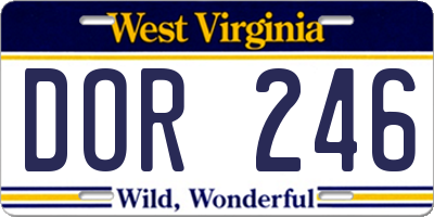 WV license plate DOR246