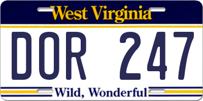 WV license plate DOR247