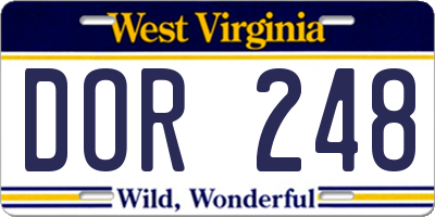 WV license plate DOR248