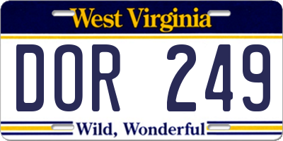 WV license plate DOR249