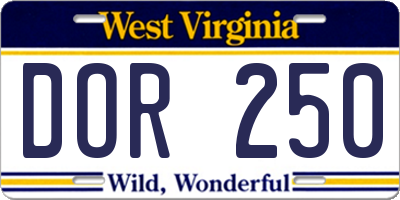 WV license plate DOR250