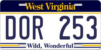 WV license plate DOR253