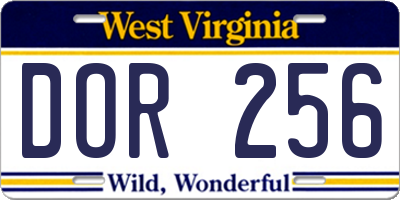 WV license plate DOR256