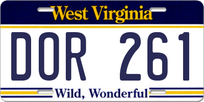 WV license plate DOR261