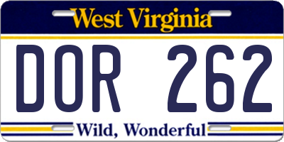 WV license plate DOR262