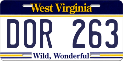WV license plate DOR263
