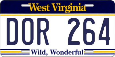 WV license plate DOR264