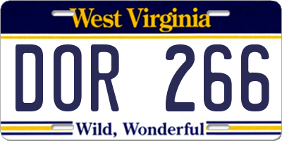 WV license plate DOR266