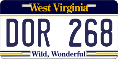 WV license plate DOR268