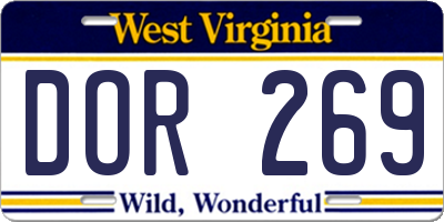 WV license plate DOR269