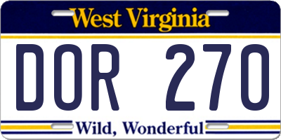 WV license plate DOR270