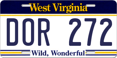 WV license plate DOR272