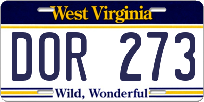 WV license plate DOR273