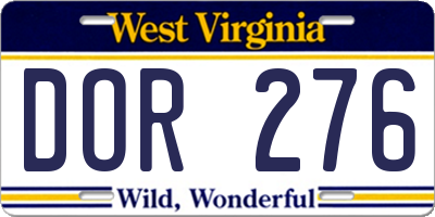 WV license plate DOR276