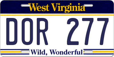 WV license plate DOR277