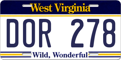 WV license plate DOR278