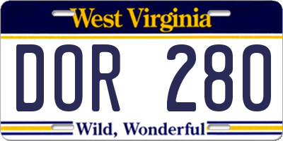 WV license plate DOR280