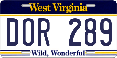 WV license plate DOR289