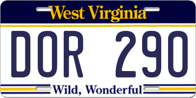 WV license plate DOR290