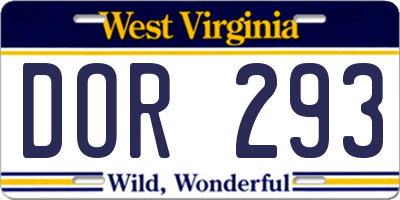 WV license plate DOR293