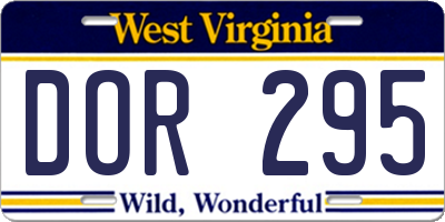 WV license plate DOR295