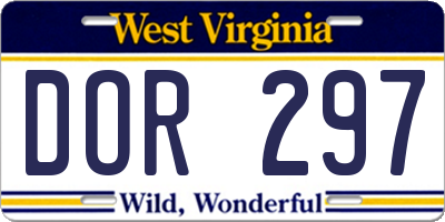 WV license plate DOR297
