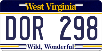 WV license plate DOR298