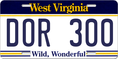 WV license plate DOR300