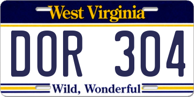 WV license plate DOR304