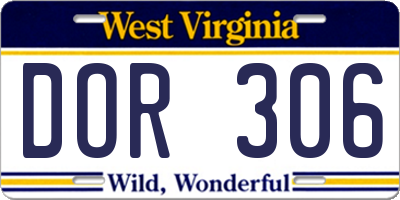 WV license plate DOR306
