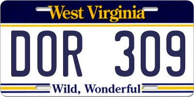 WV license plate DOR309