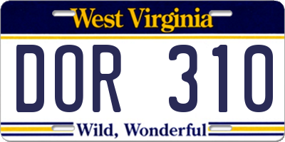 WV license plate DOR310