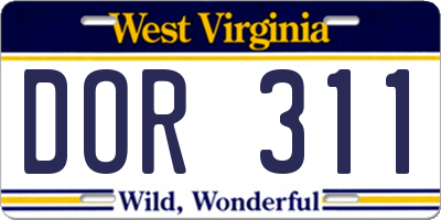 WV license plate DOR311