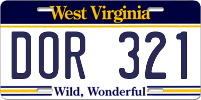 WV license plate DOR321