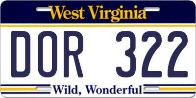 WV license plate DOR322