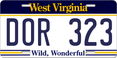 WV license plate DOR323