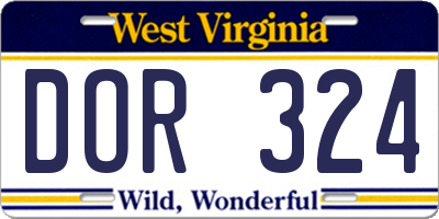 WV license plate DOR324