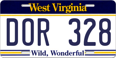 WV license plate DOR328
